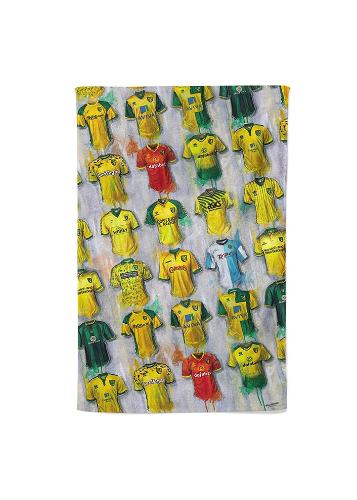 Norwich Shirts - A Canaries Collection Tea Towel - Terry Kneeshaw Art