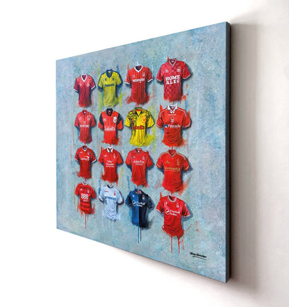 Nottingham Forest FC Shirts 40x40 Canvas - Terry Kneeshaw Art