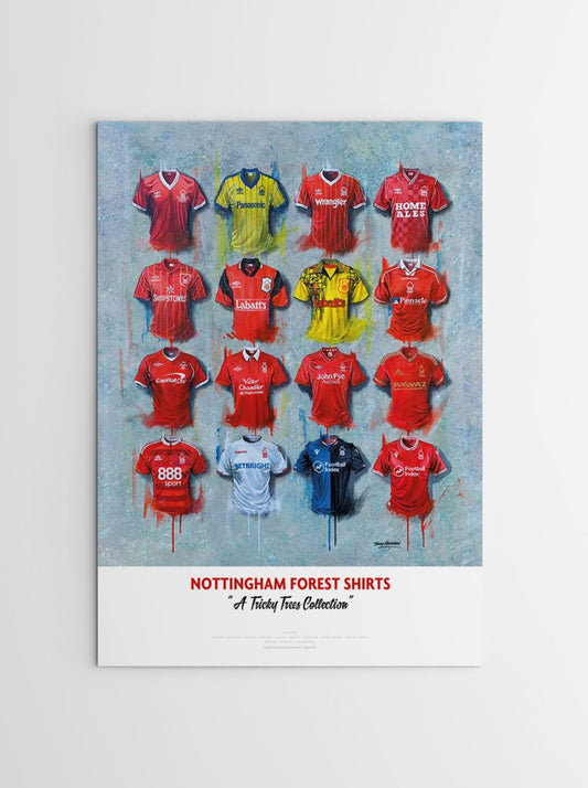 Nottingham Forest FC Shirts - A2 Signed Limited Edition Personalised Prints - Terry Kneeshaw Art