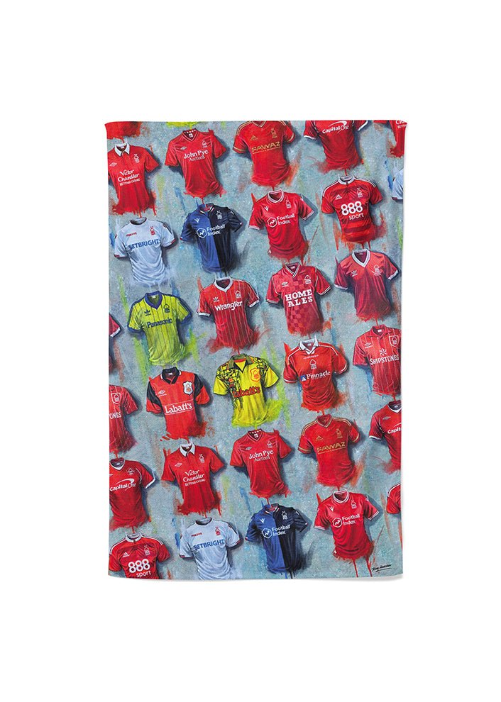 Nottingham Forest Shirts - A Tricky Tree's Collection Tea Towel - Terry Kneeshaw Art