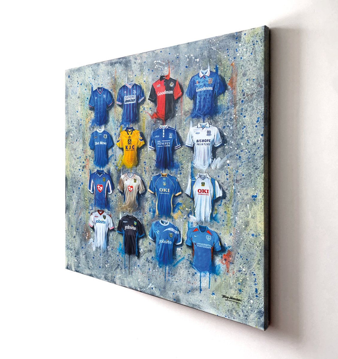 Portsmouth FC Shirts 20x20 Canvas - Terry Kneeshaw Art