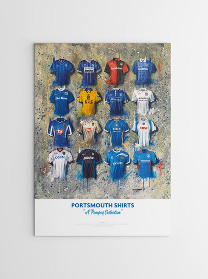 Portsmouth FC Shirts - A2 Signed Limited Edition Personalised Prints - Terry Kneeshaw Art