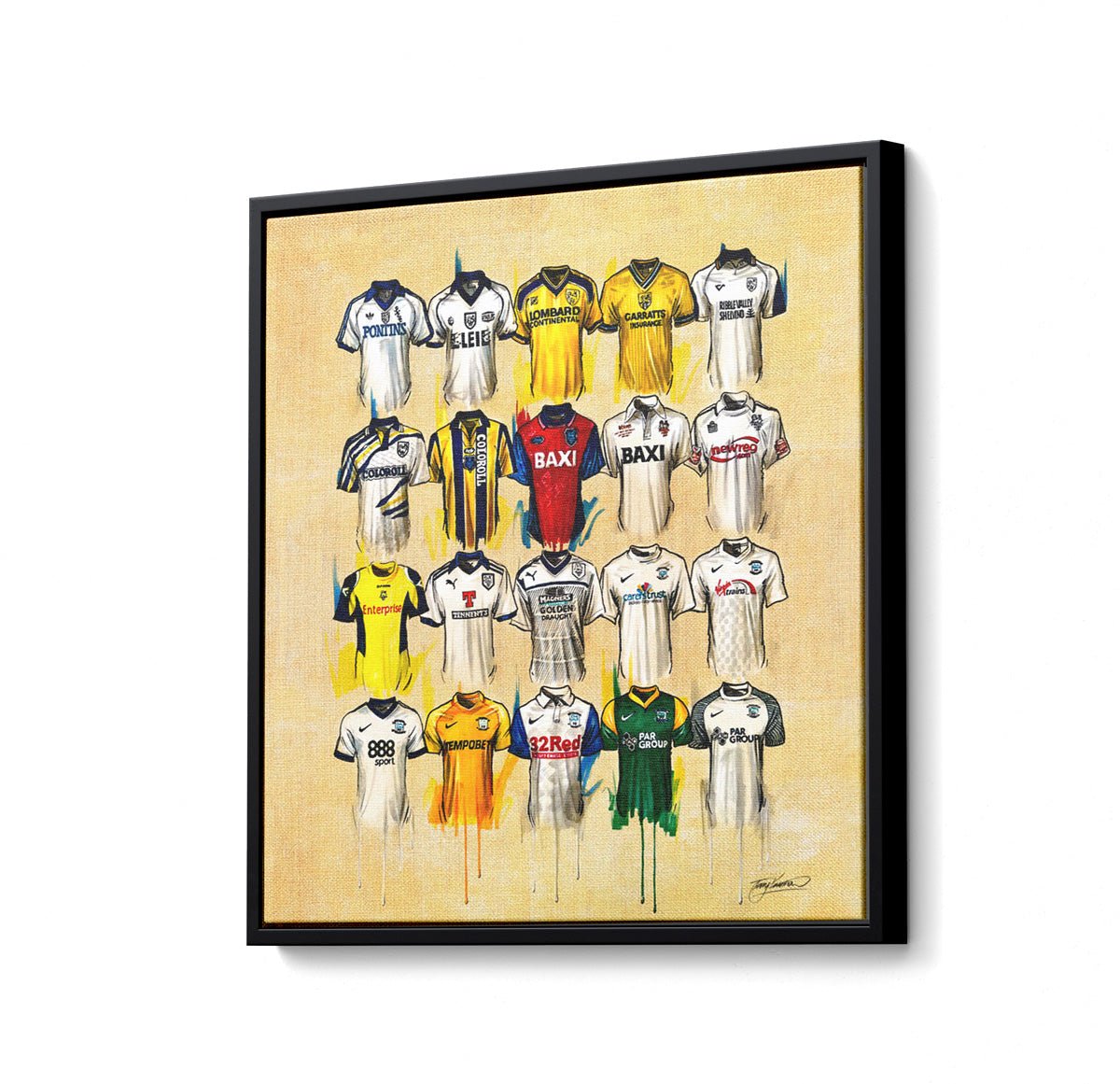 Preston North End FC Shirts 20x20 Canvas - Terry Kneeshaw Art