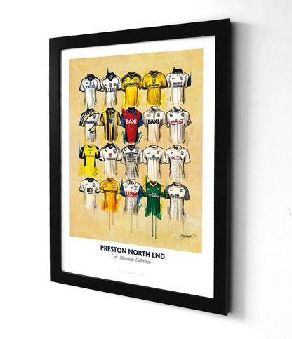 Preston North End FC Shirts - A2 Signed Limited Edition Personalised Prints - Terry Kneeshaw Art