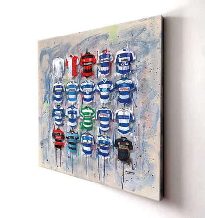 QPR FC Shirts 20x20 Canvas - Terry Kneeshaw Art