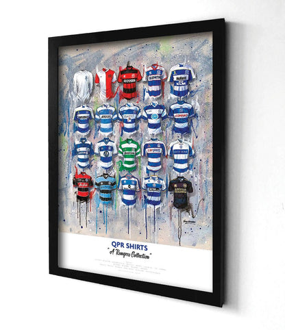 QPR FC Shirts - A2 Signed Limited Edition Personalised Prints - Terry Kneeshaw Art