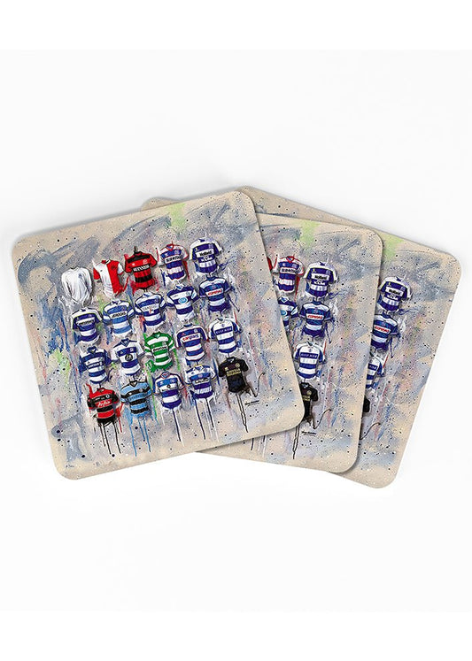 QPR Shirts - A Rangers Collection Coasters - Terry Kneeshaw Art