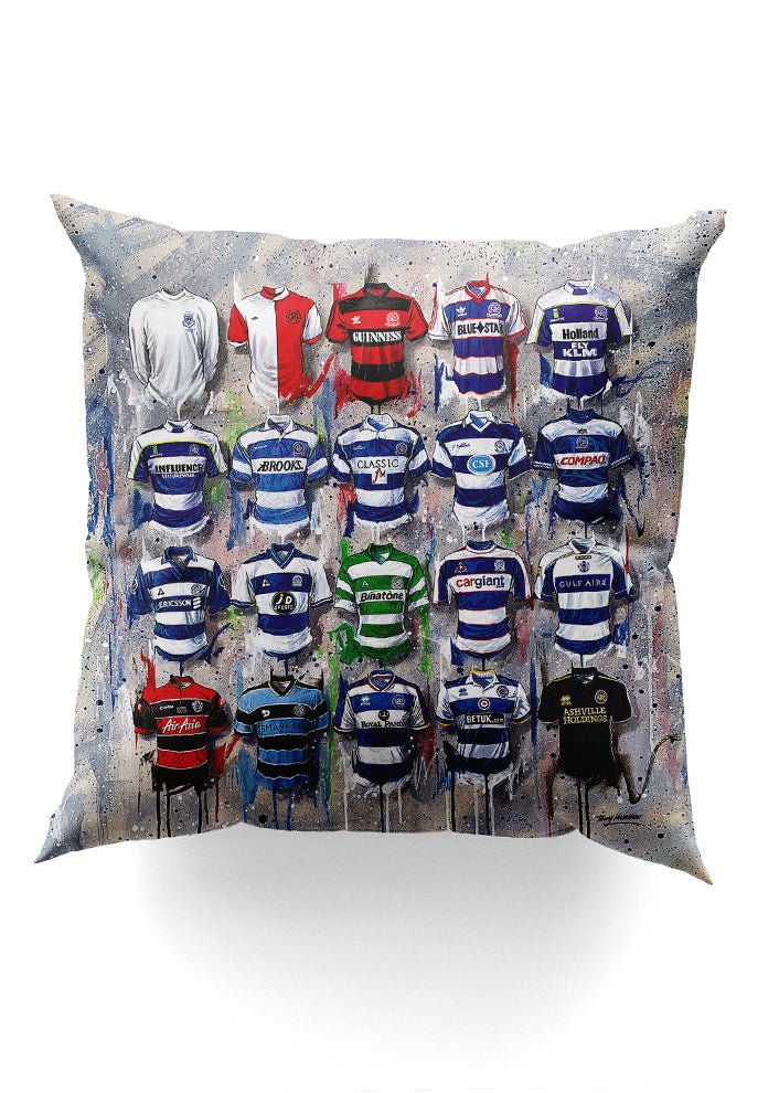 QPR Shirts - A Ranger's Collection Cushion - Terry Kneeshaw Art