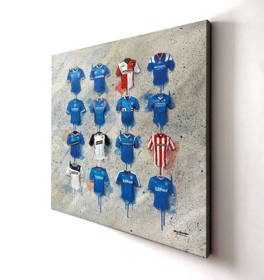 Rangers FC Shirts 20x20 Canvas - Terry Kneeshaw Art