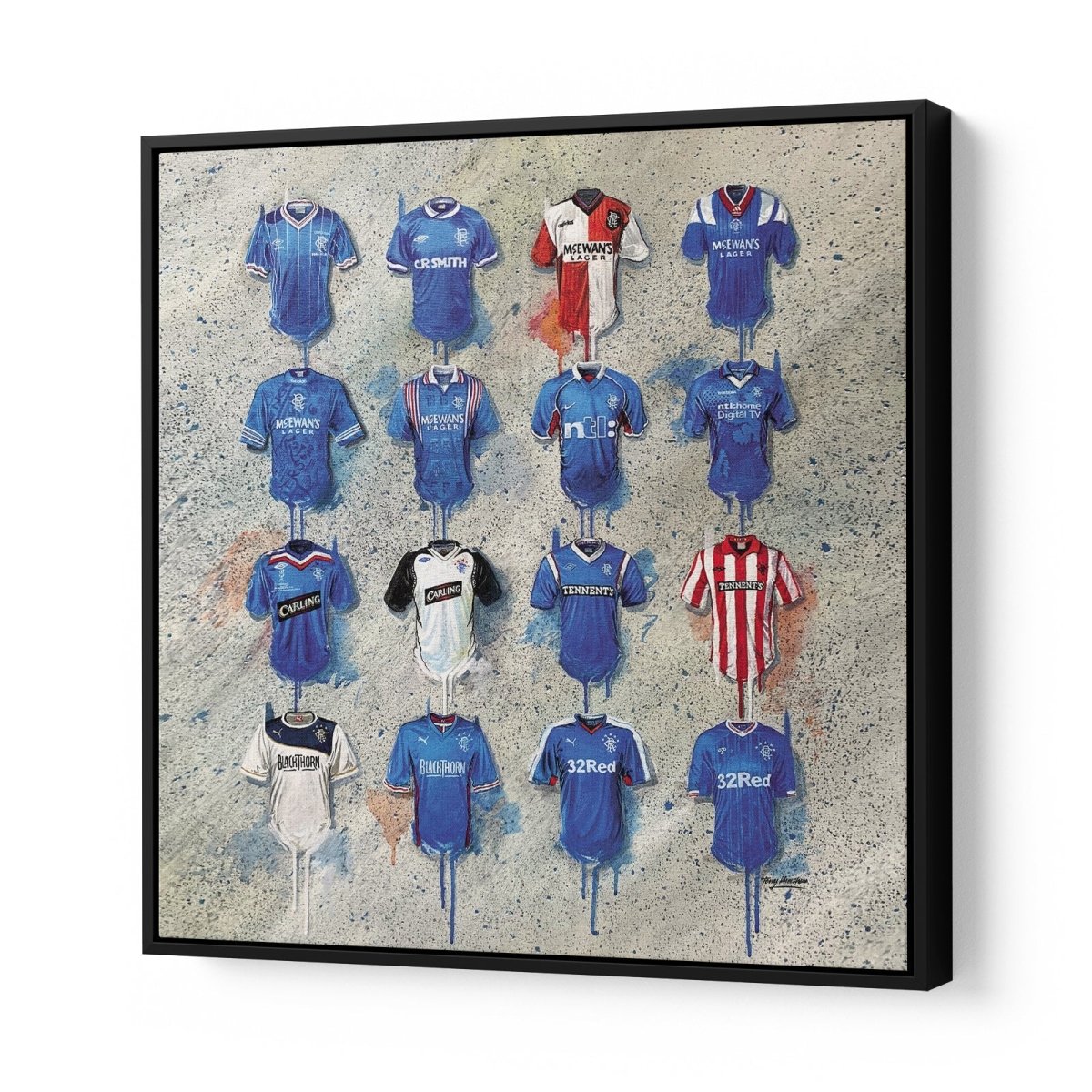 Rangers FC Shirts 30x30 Canvas (Sale) - Terry Kneeshaw Art