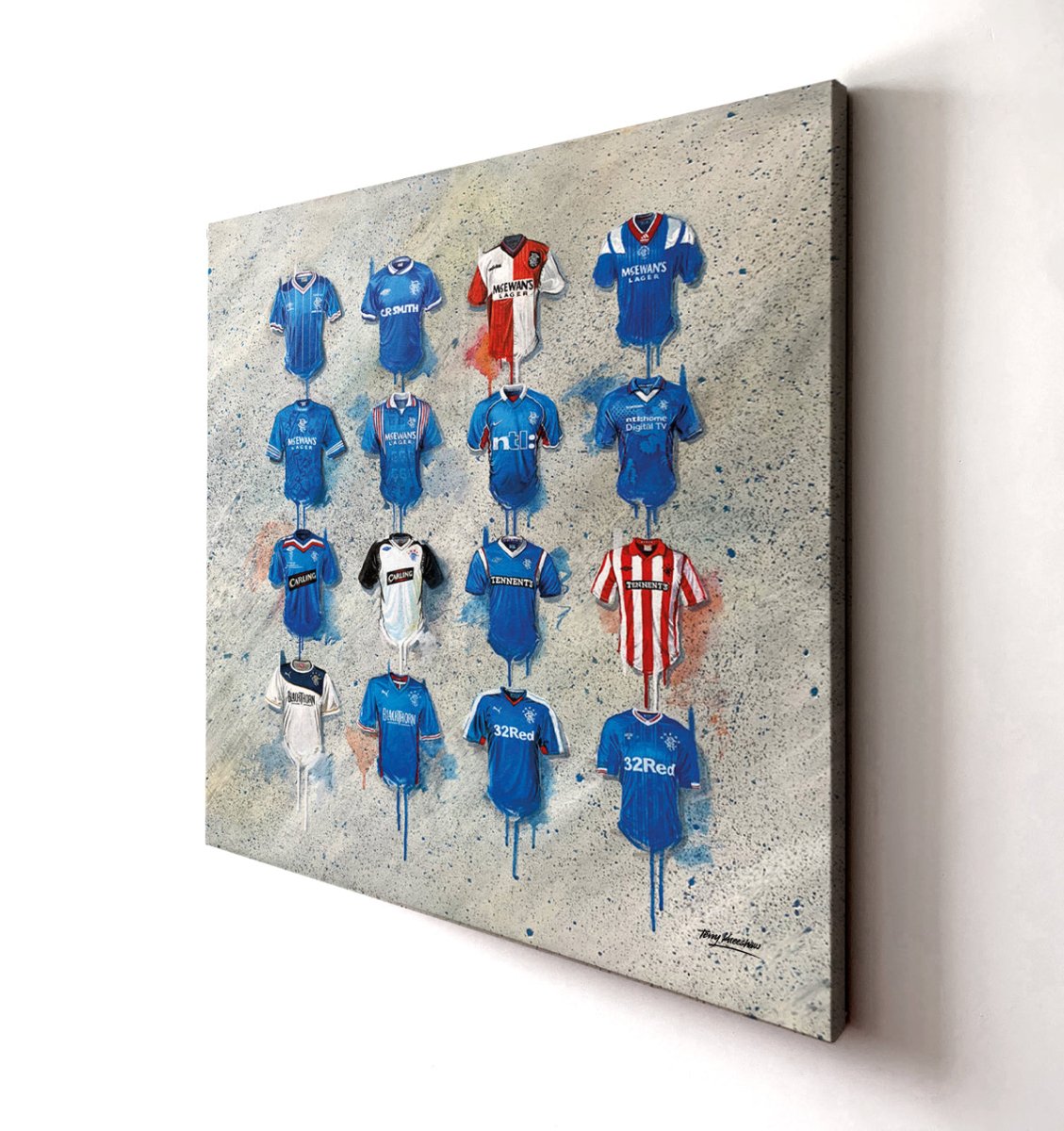 Rangers FC Shirts 40x40 Canvas - Terry Kneeshaw Art