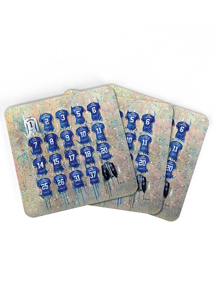 Rangers FC Shirts - A Champions Collection Coasters - Terry Kneeshaw Art