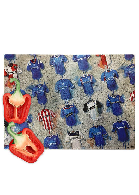 Rangers FC Shirts - A Teddybear's Collection Chopping Board - Terry Kneeshaw Art