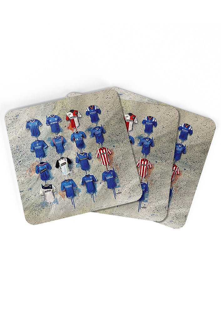 Rangers FC Shirts - A Teddybears Collection Coasters - Terry Kneeshaw Art