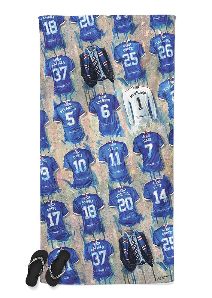 Rangers Shirts - A Champions Collection Beach Towel - Terry Kneeshaw Art