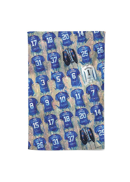 Rangers Shirts - A Champions Collection Tea Towel - Terry Kneeshaw Art