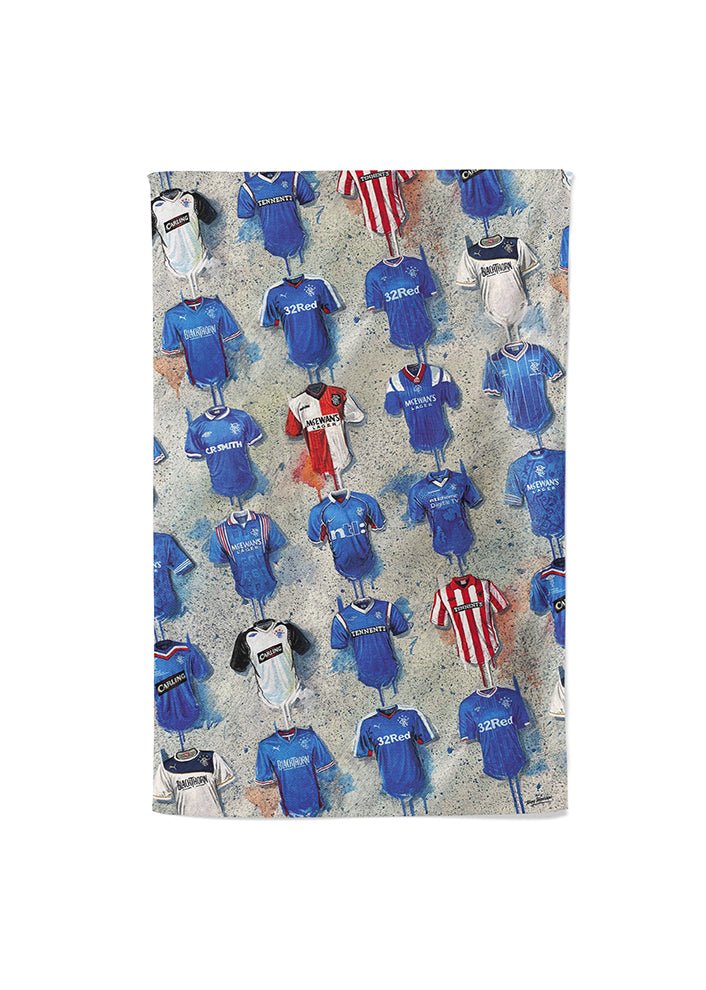 Rangers Shirts - A Teddybears Collection Tea Towel - Terry Kneeshaw Art