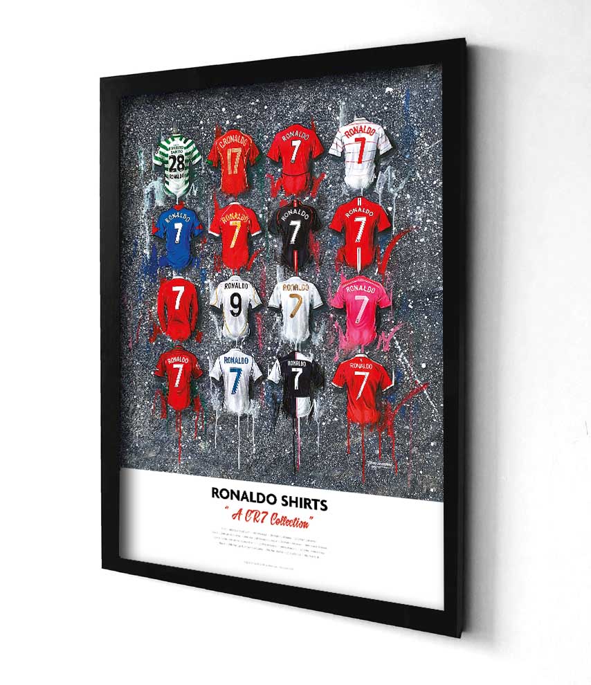 Ronaldo Shirts - A2 Signed Limited Edition Personalised Prints - Terry Kneeshaw Art