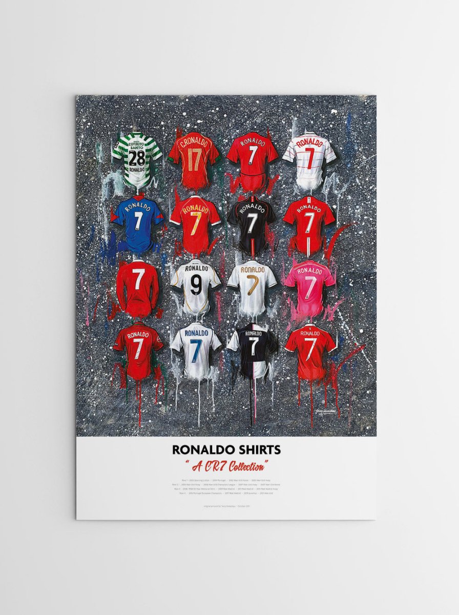 Ronaldo Shirts - A2 Signed Limited Edition Personalised Prints - Terry Kneeshaw Art