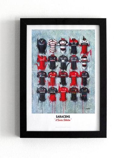 Saracens FC Shirts - A2 Signed Limited Edition Personalised Prints - Terry Kneeshaw Art