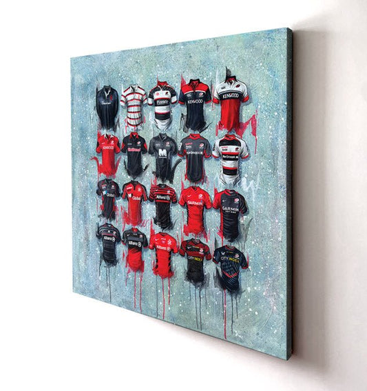 Saracens Shirts 20x20 Canvas - Terry Kneeshaw Art