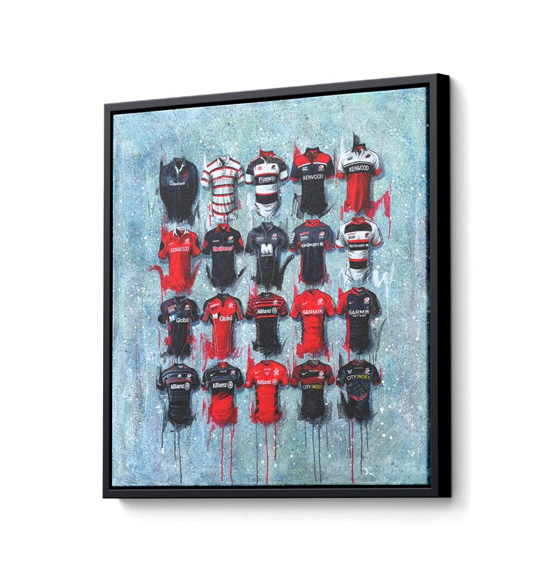 Saracens Shirts 20x20 Canvas - Terry Kneeshaw Art