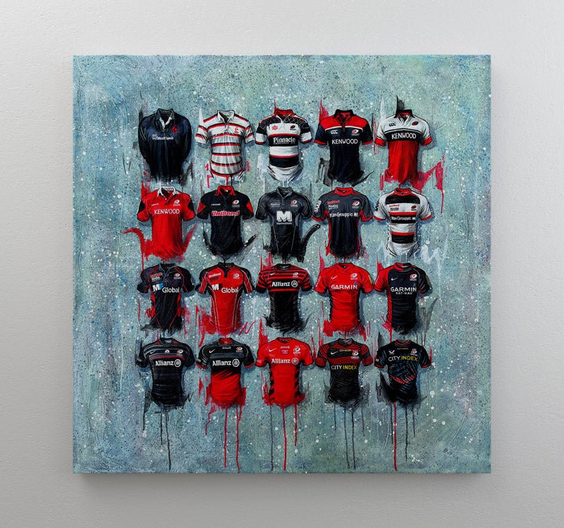 Saracens Shirts 20x20 Canvas - Terry Kneeshaw Art