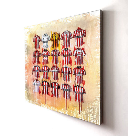 Sheffield United FC Shirts 20x20 Canvas - Terry Kneeshaw Art