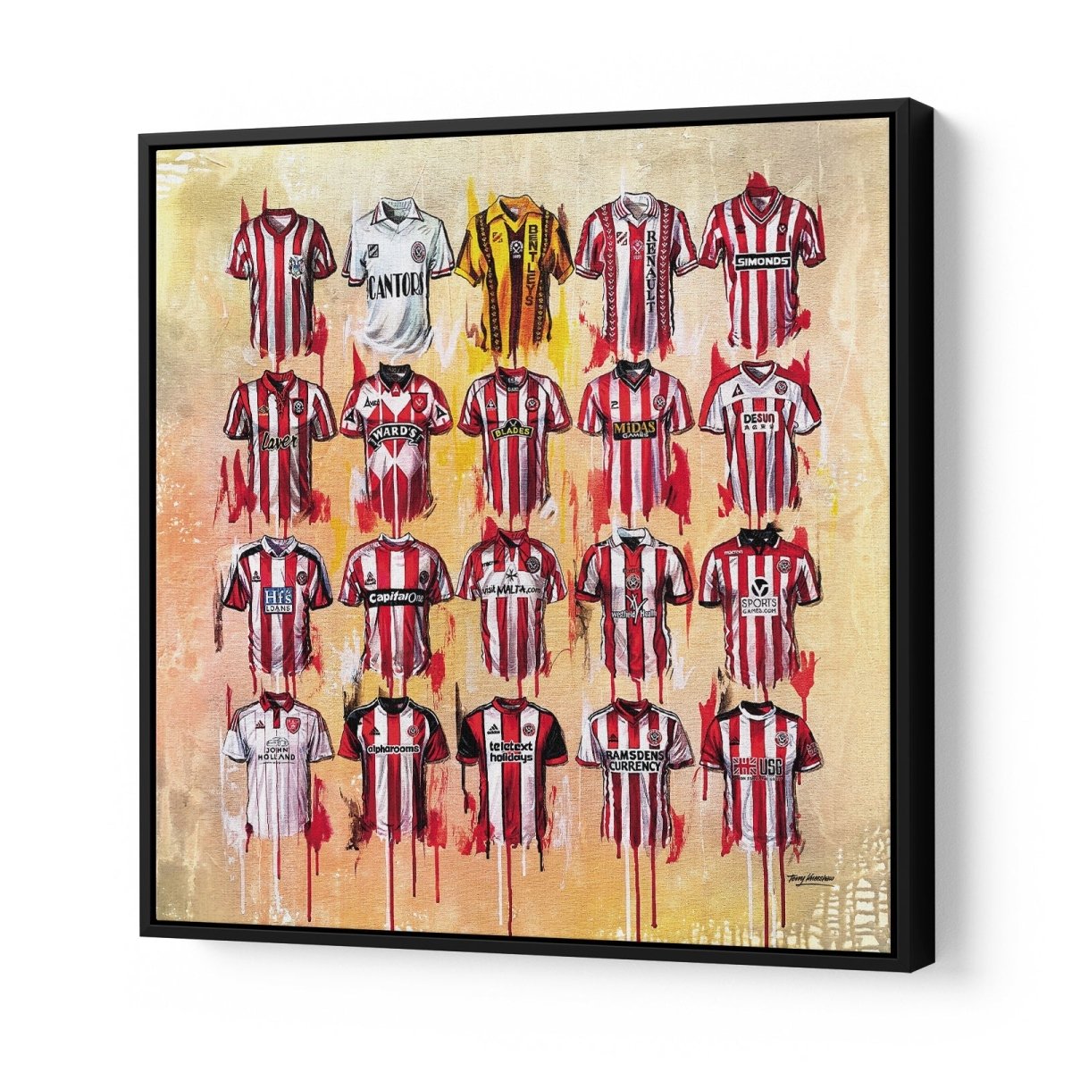 Sheffield United FC Shirts 20x20 Canvas - Terry Kneeshaw Art