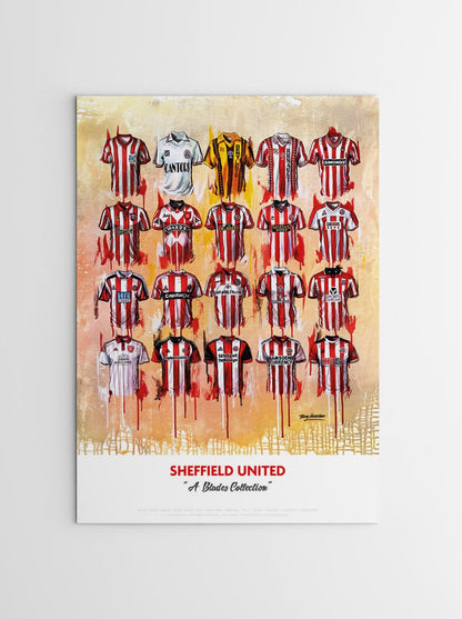 Sheffield United FC Shirts - A2 Signed Limited Edition Prints - Terry Kneeshaw Art