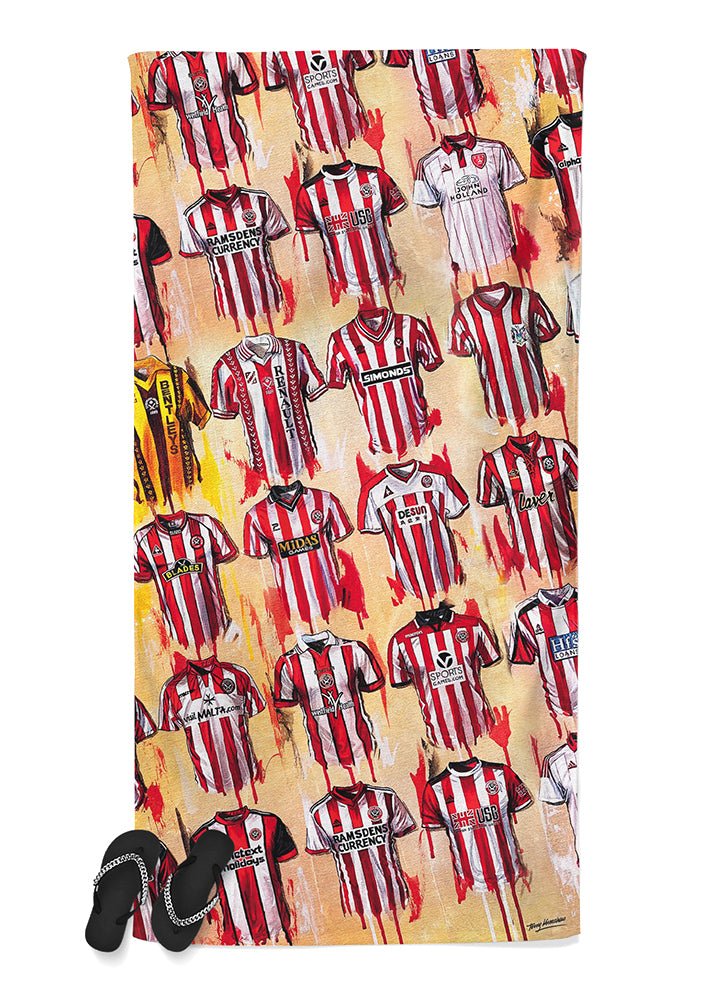 Sheffield United Shirts - A Blades Collection Beach Towel - Terry Kneeshaw Art