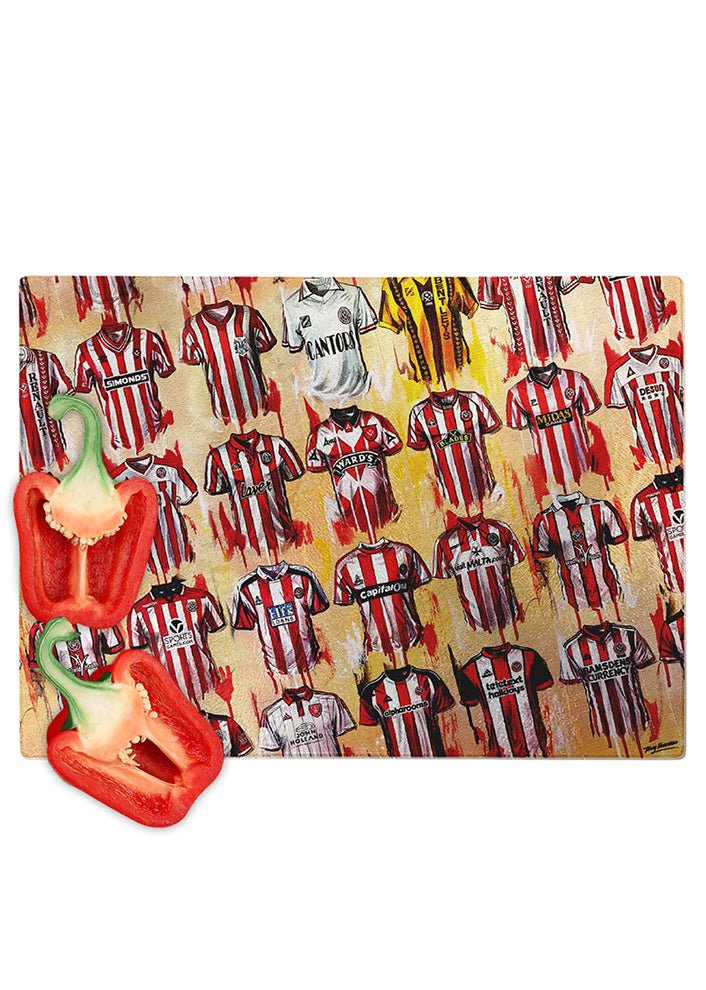 Sheffield United Shirts - A Blade's Collection Chopping Board - Terry Kneeshaw Art