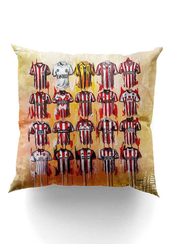 Sheffield United Shirts - A Blades Collection Cushion - Terry Kneeshaw Art