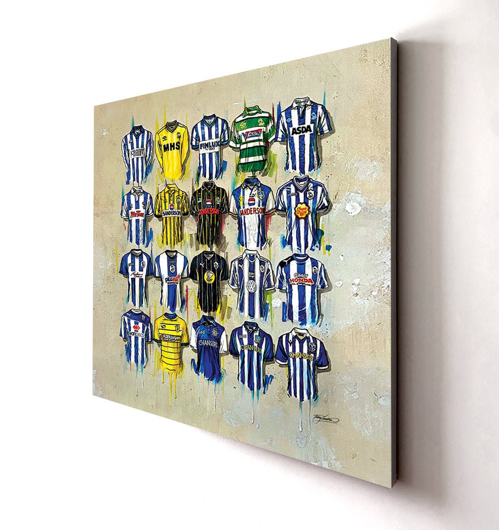 Sheffield Wednesday FC Shirts 20x20 Canvas - Terry Kneeshaw Art