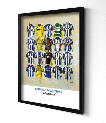 Sheffield Wednesday FC Shirts - A2 Signed Limited Edition Prints - Terry Kneeshaw Art