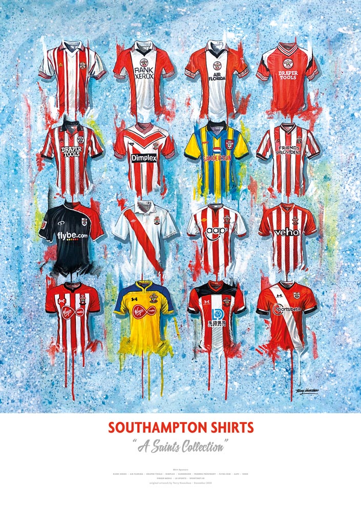 Southampton Shirts - A Saints Collection - Terry Kneeshaw Art