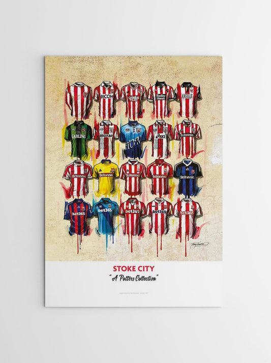 Stoke City FC Shirts - A2 Signed Limited Edition Personalised Prints - Terry Kneeshaw Art