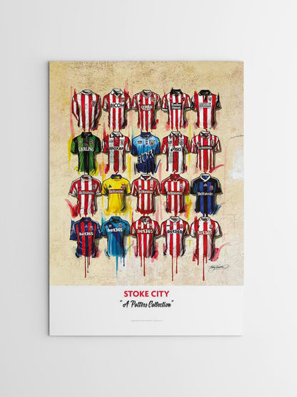 Stoke City FC Shirts - A2 Signed Limited Edition Prints - Terry Kneeshaw Art