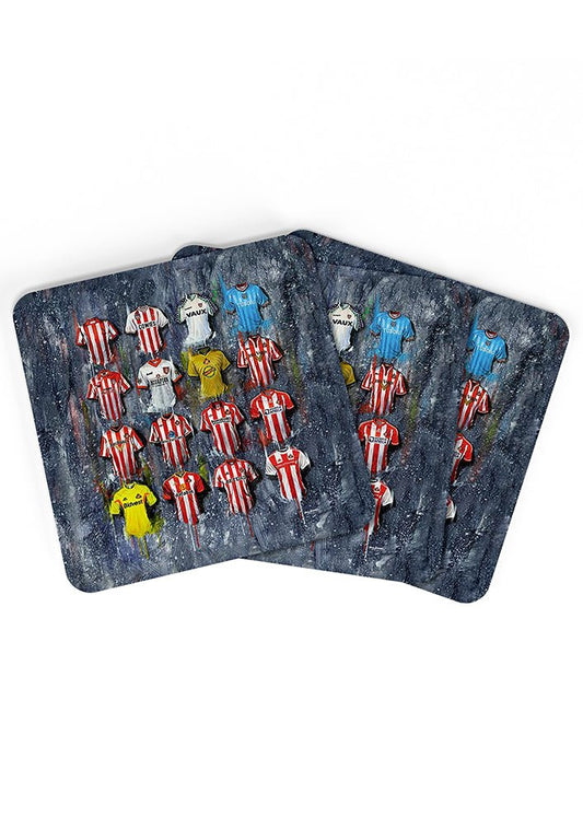 Sunderland AFC Shirts - A Black Cat's Collection Coasters - Terry Kneeshaw Art