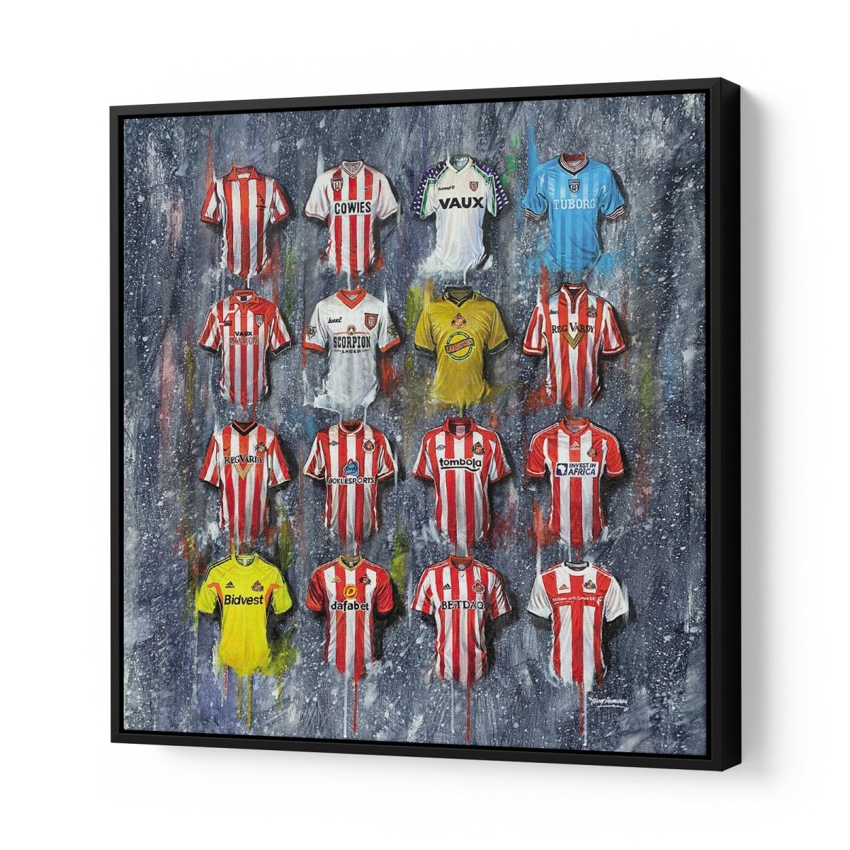 Sunderland FC Shirts 20x20 Canvas - Terry Kneeshaw Art