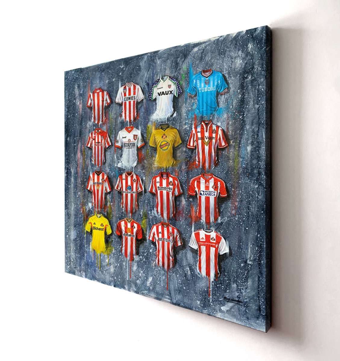 Sunderland FC Shirts 20x20 Canvas - Terry Kneeshaw Art