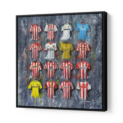 Sunderland FC Shirts 30x30 Canvas (Sale) - Terry Kneeshaw Art