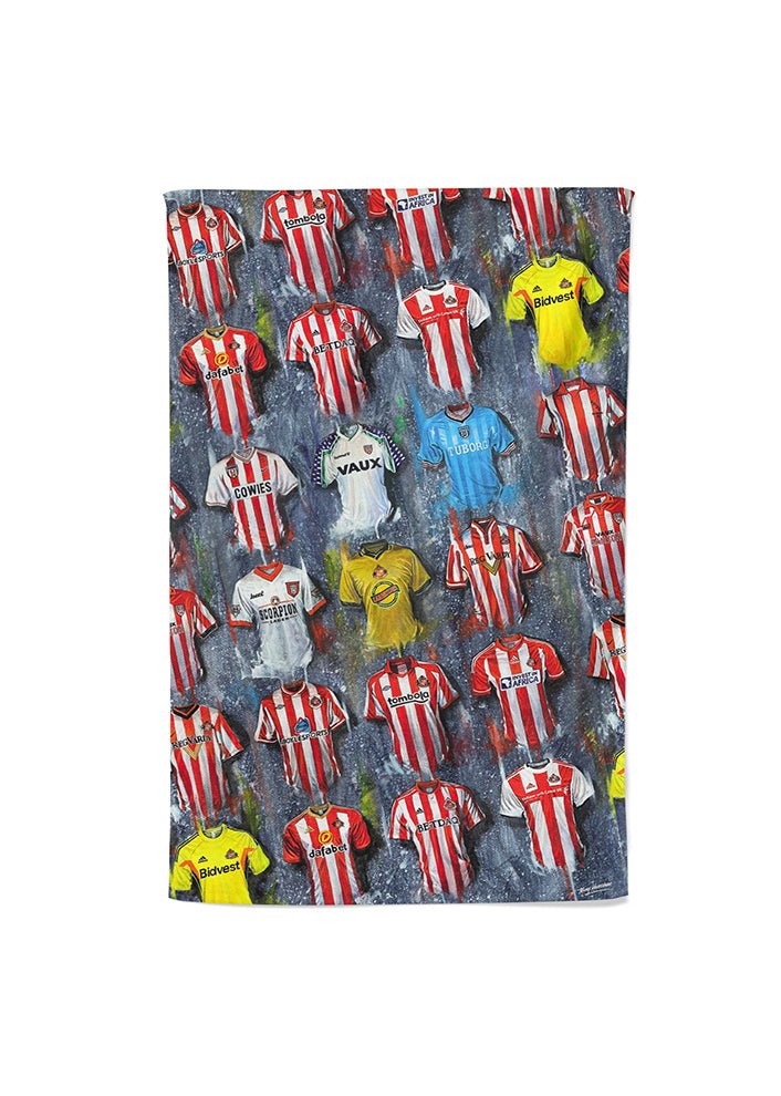 Sunderland Shirts - A Black Cat's Collection Tea Towel - Terry Kneeshaw Art