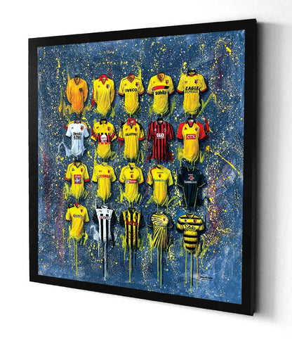 Watford FC Shirts 30x30 Canvas - Terry Kneeshaw Art