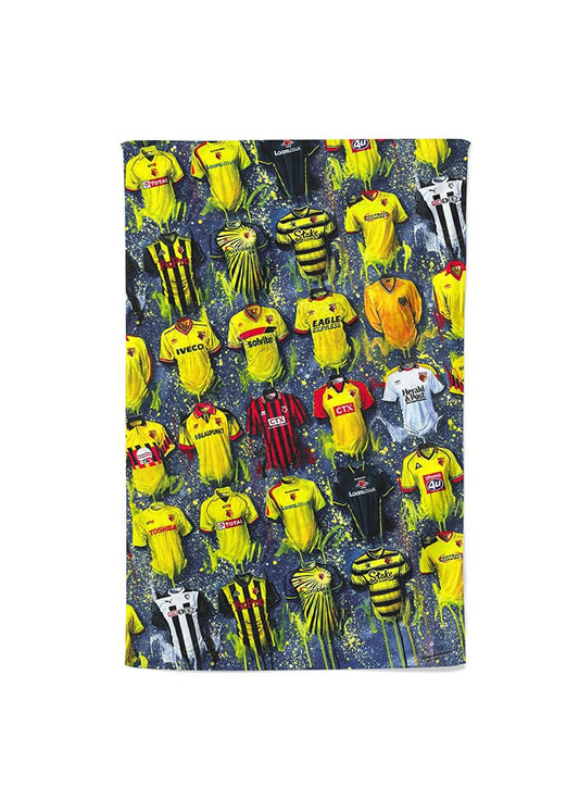 Watford Shirts - A Hornet's Collection Tea Towel - Terry Kneeshaw Art