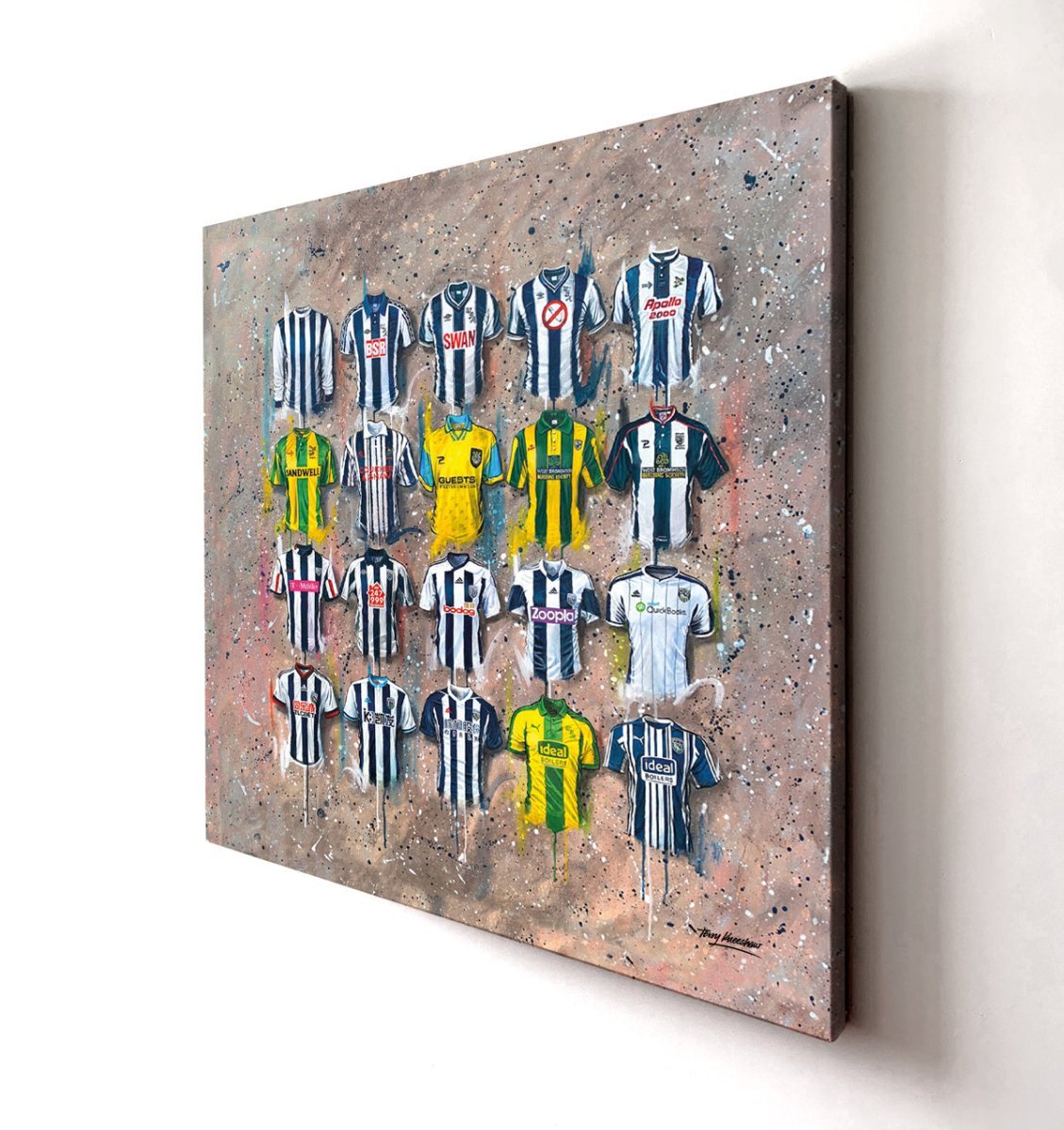 West Brom FC Shirts 30x30 Canvas (Sale) - Terry Kneeshaw Art