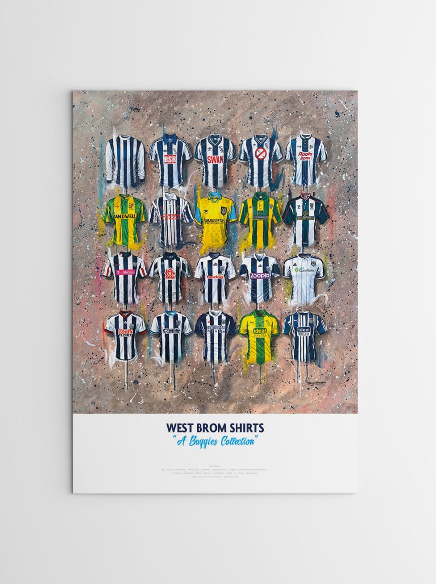 West Brom FC Shirts - A2 Signed Limited Edition Personalised Prints - Terry Kneeshaw Art