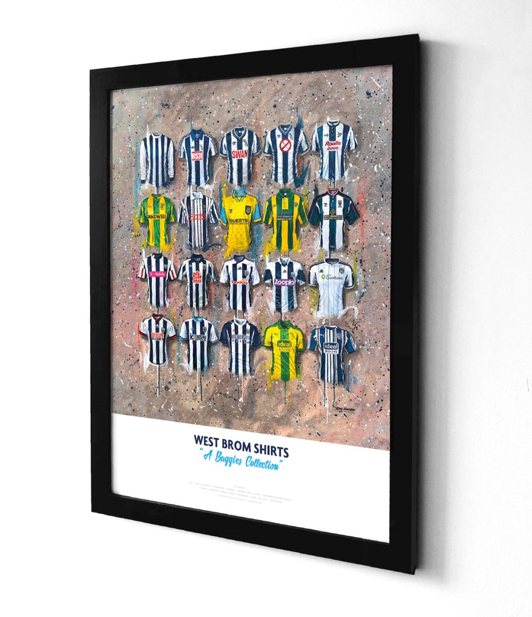 West Brom FC Shirts - A2 Signed Limited Edition Personalised Prints - Terry Kneeshaw Art