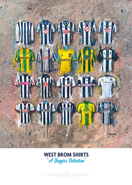 West Brom FC Shirts - A2 Signed Limited Edition Prints - Terry Kneeshaw Art