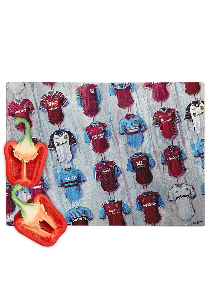 West Ham Shirts - A Hammers Collection Chopping Board - Terry Kneeshaw Art